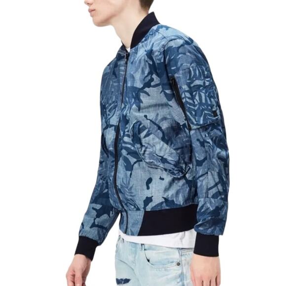 RAW G-Star Men's Rackam DC Deconstructed Bomber Jacket Blue Camo, size M - Picture 3 of 11